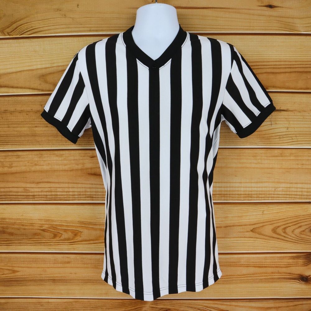 Dick's Sporting Goods Referee Top Mens‎ Size SM Black Striped 100% Polyester